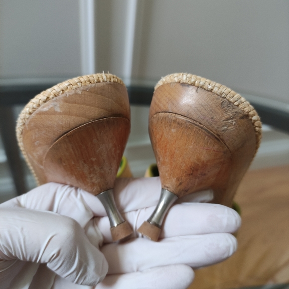 Vintage Prada Straw Bamboo Slide Heeled Sandals 40.5 run small Fit 8.5 - Picture 5 of 12